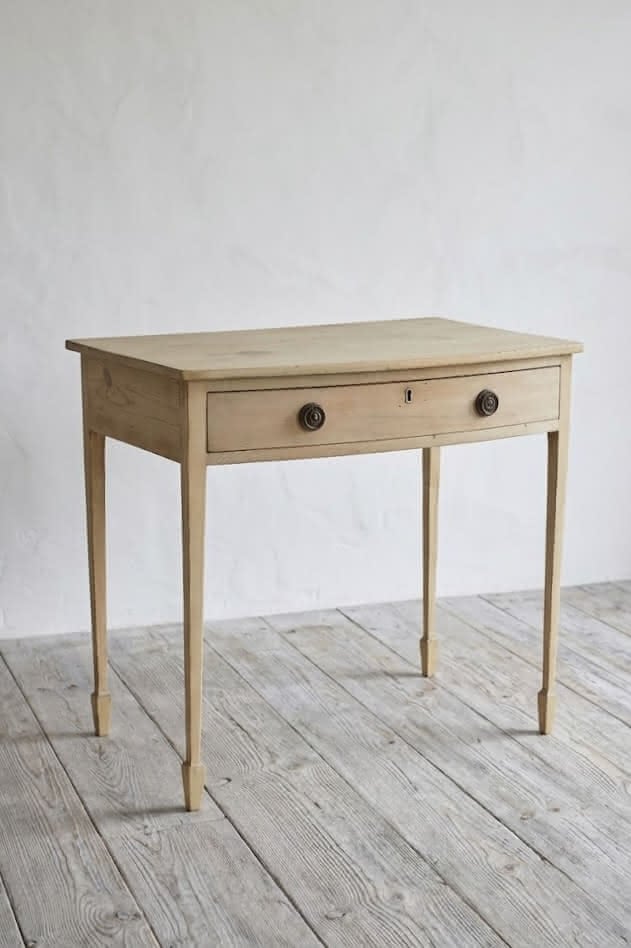 beautiful georgian restored pine table with large drawer, a lovely bleached look & sitting on slim tapered legs.