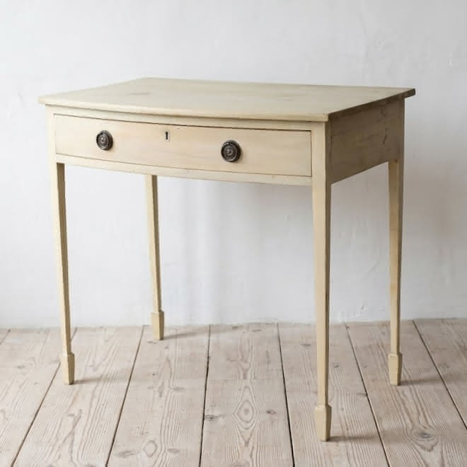 georgian restored pine bow fdront table with drawers