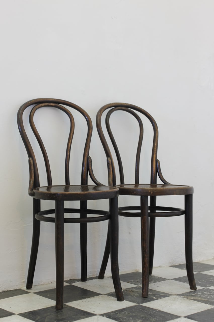 pair of thonet bentwood chairs, a couple of small repairs done over the years but in nice condition. 