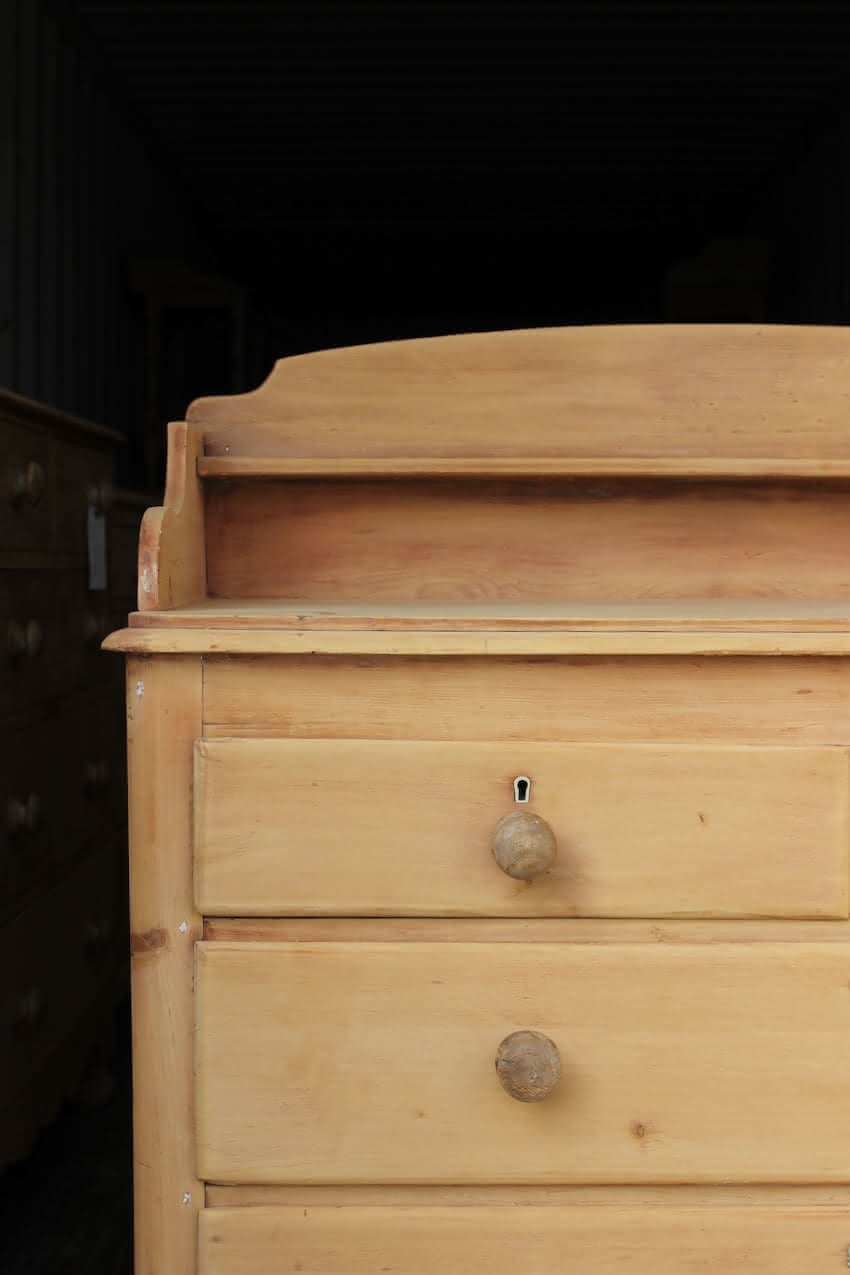 very pretty galleried french all original pine two door cupboardcupboard with shelf & metal handles and typical hinges.