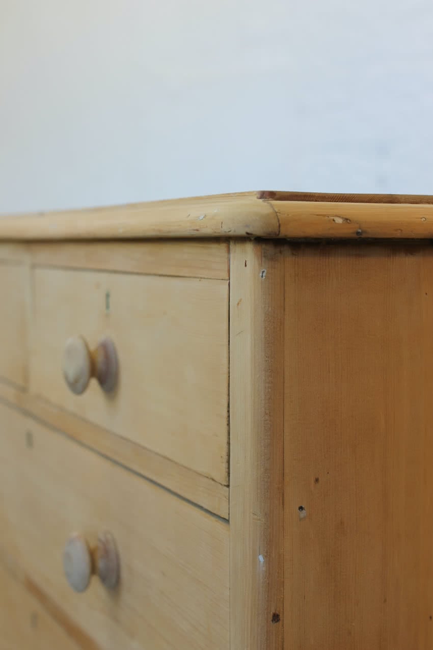 beautiful restored tall large victorian chest with five graduating drawers, original knobs & new feet. 