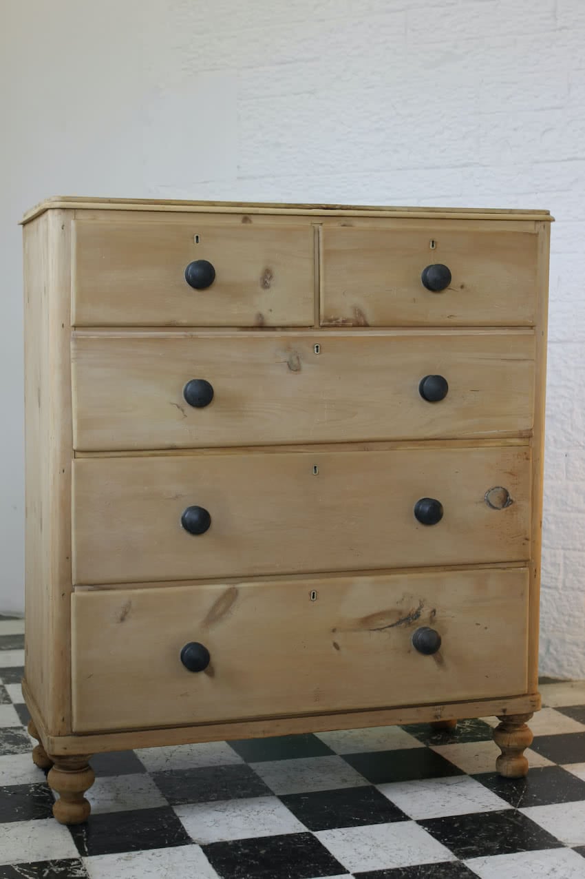 english large and tall restored pine chest of drawers