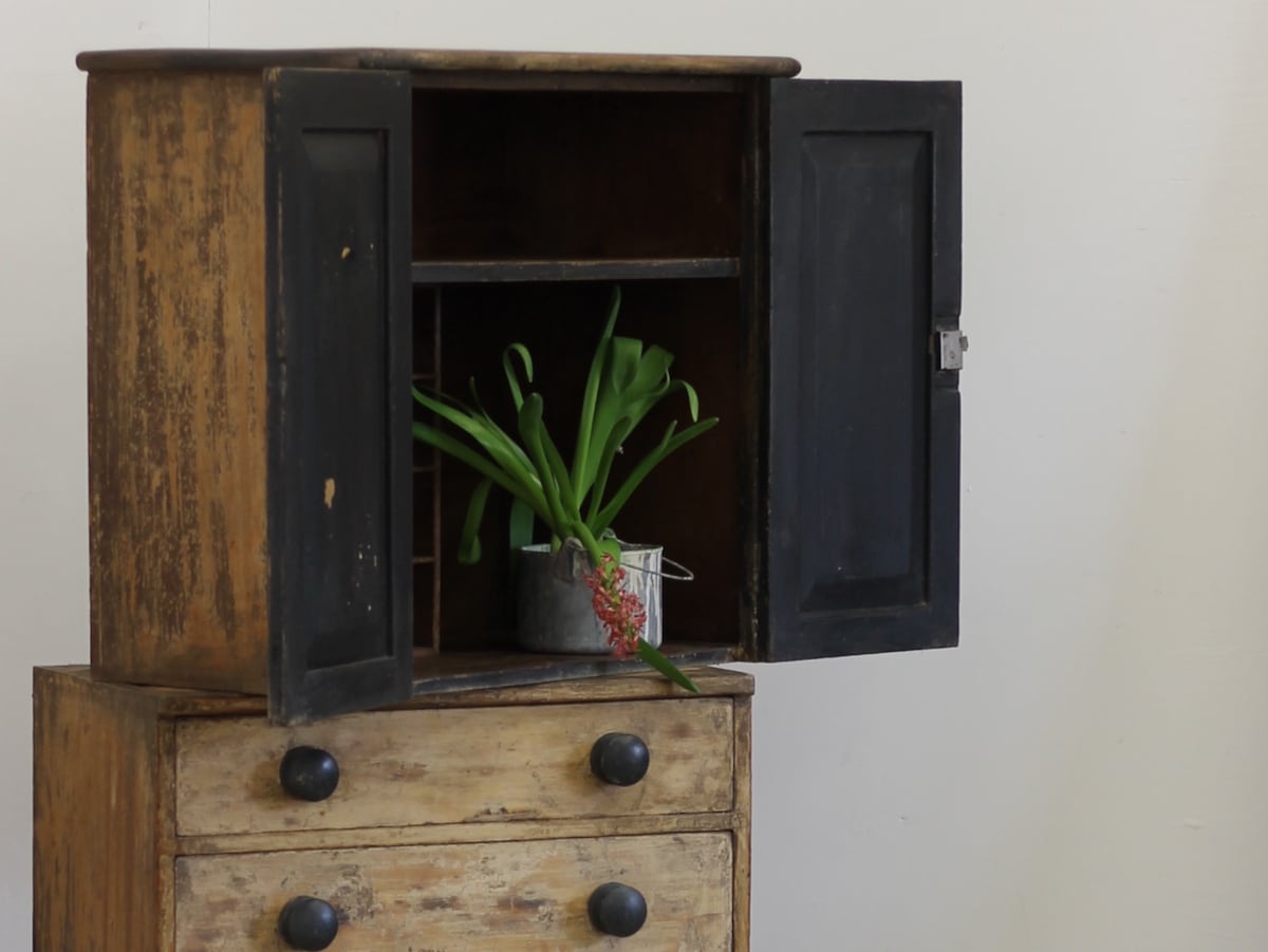 pretty original painted small linen press for the home
