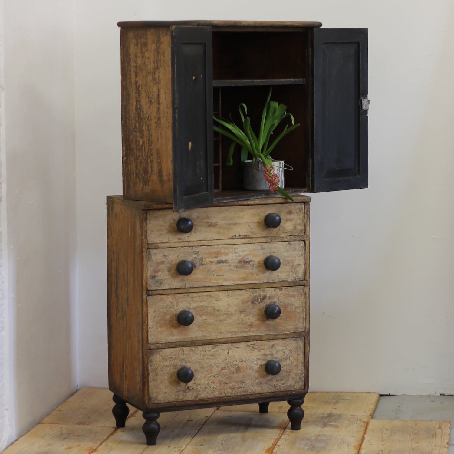 pretty original painted small linen press for the home