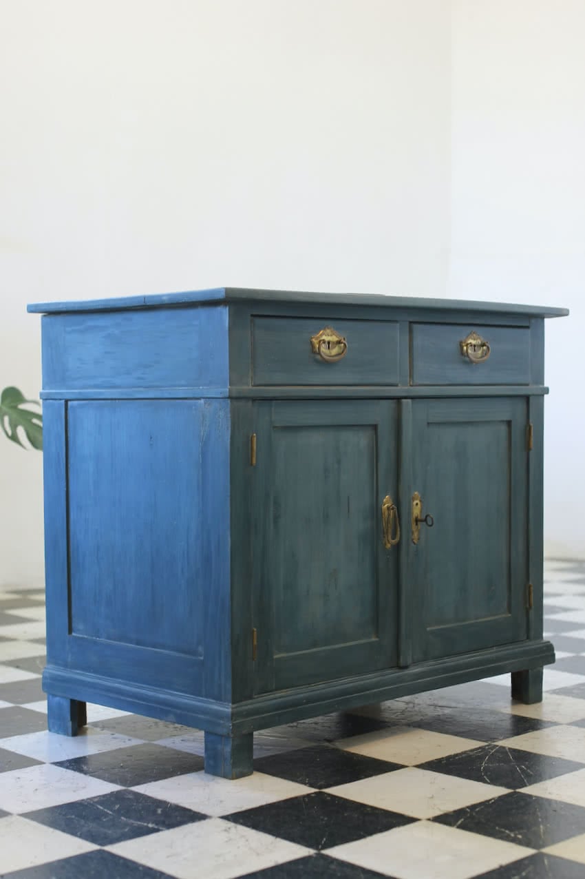 pretty azure blue two drawer cupboard
