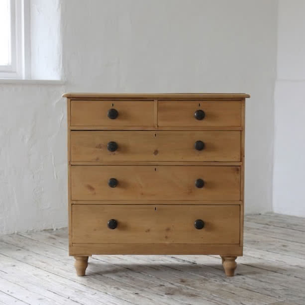 english victorian large chest of drawers with black wooden knobs -home