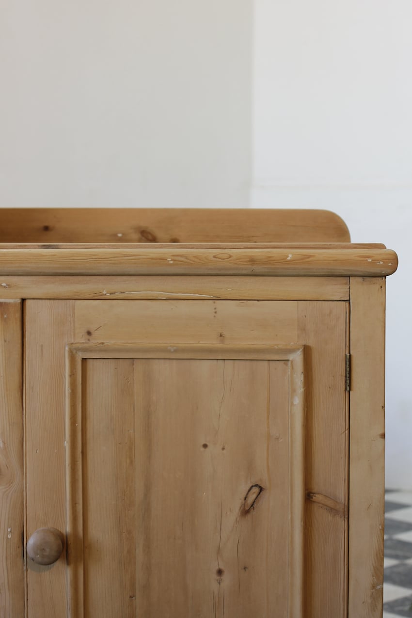 large victorian fine pine restored all original base with three drawers with wooden knobs, a cupboard, low turned feet with a fairly deep plinth & beautiful old backboards.