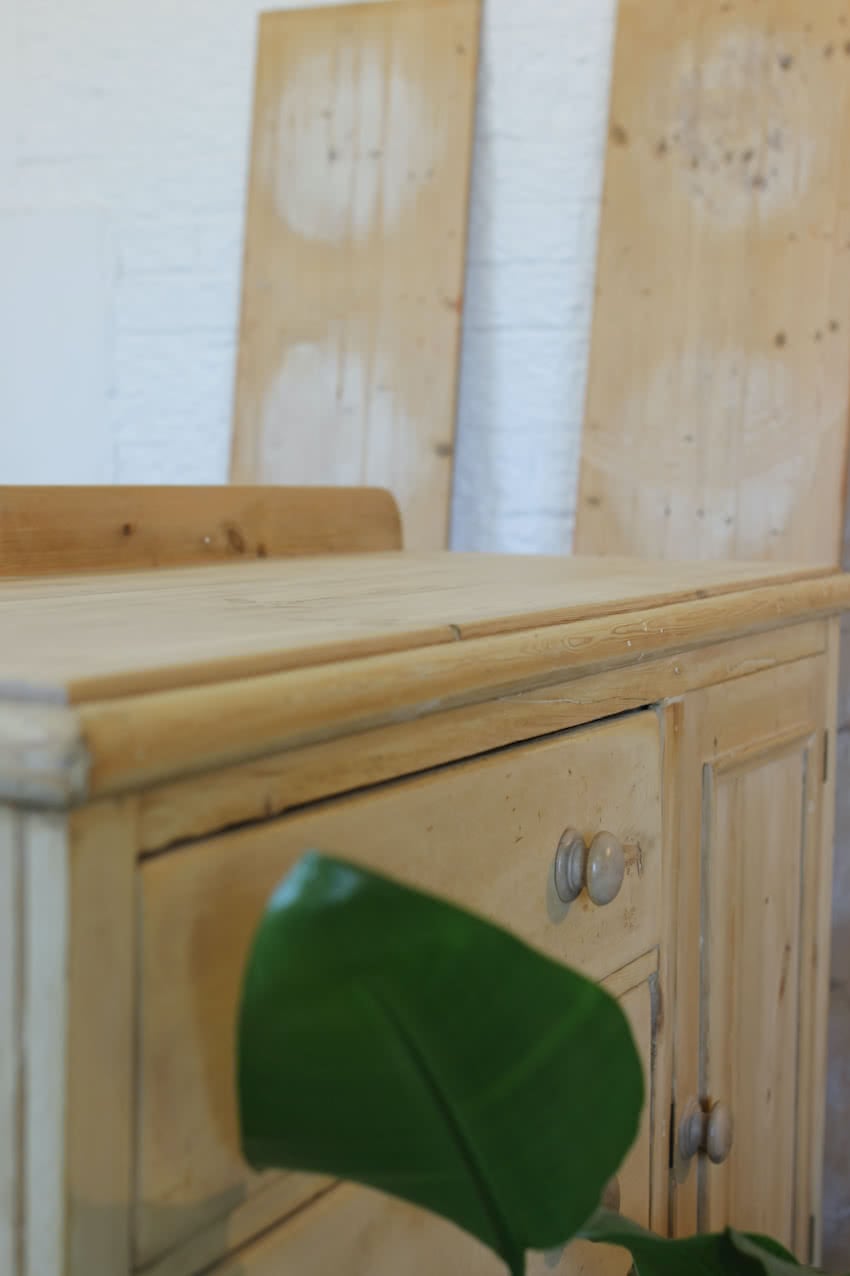 large victorian fine pine restored all original base with three drawers with wooden knobs, a cupboard, low turned feet with a fairly deep plinth & beautiful old backboards.