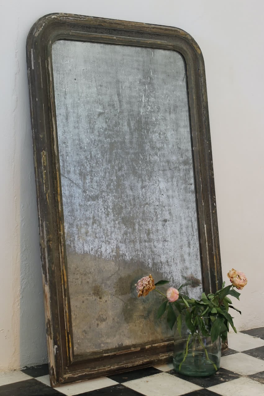 beautiful large mirror in original untouched condition - hopefully the photos have done it justice, very foxed mercury plate glass, the back added at a later date. 