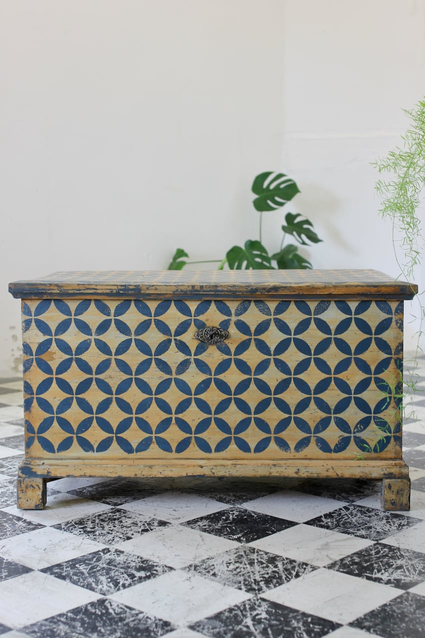 hungarian original painted pine folk art wardrobe