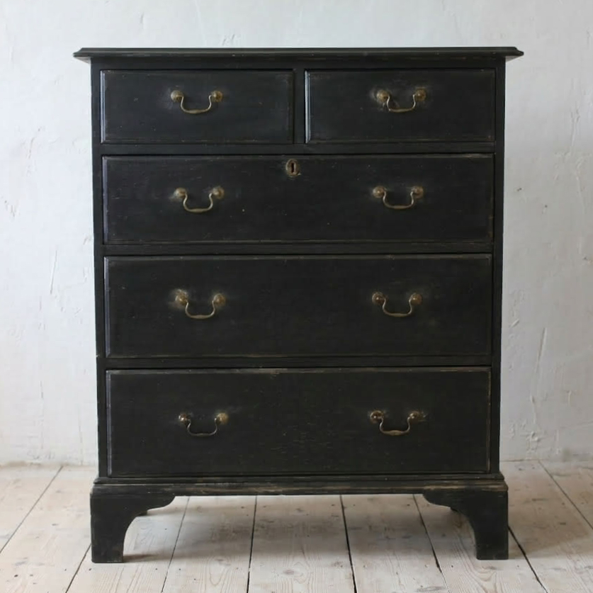 black georgian pine restored chest of drawers