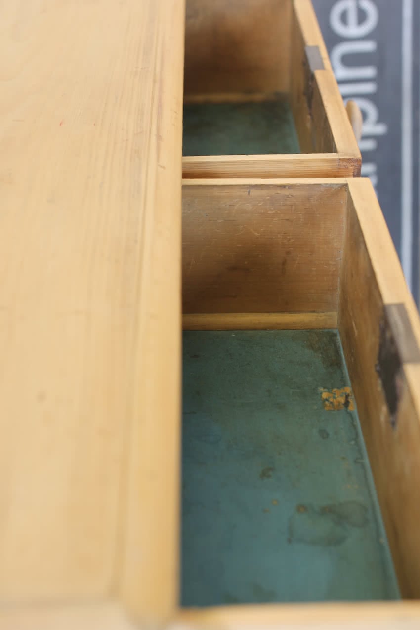 gorgeous looking antique english pine chest with new knobs and original feet, a very solid large chest of drawers.