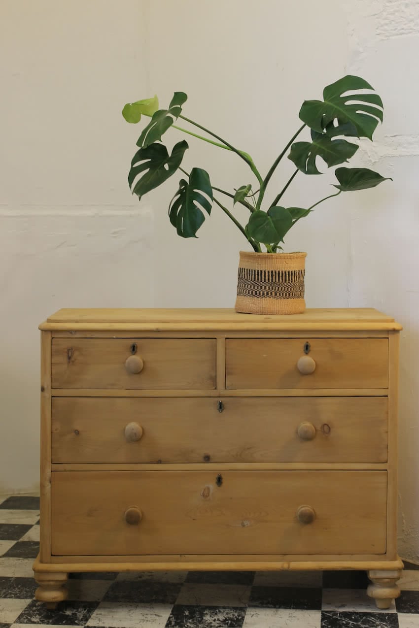 white and grey green geometric painted antique pine chest of drawers