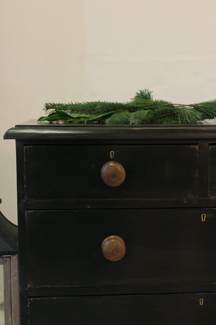 very pretty cute victorian refinished pine restored chest with contrasting wooden knobs and original turned feet.
