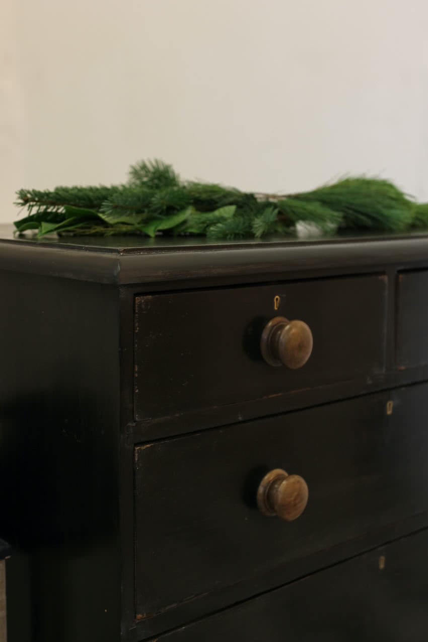 very pretty cute victorian refinished pine restored chest with contrasting wooden knobs and original turned feet.