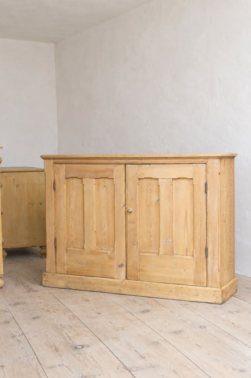 very pretty galleried french all original pine two door cupboardcupboard with shelf & metal handles and typical hinges.