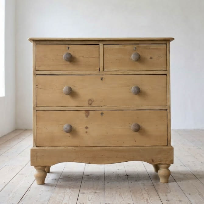 very pretty antique pine chest with shaped plinth