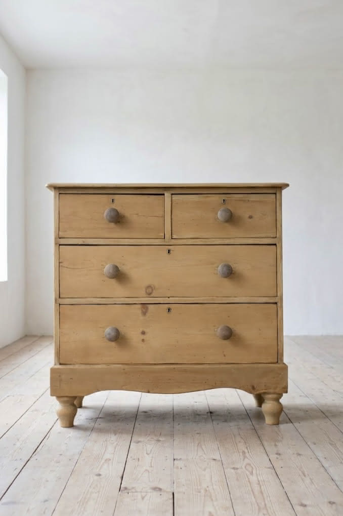 a gorgeous looking chest which has been restored, with shaped plinth and new tulip shaped feet.