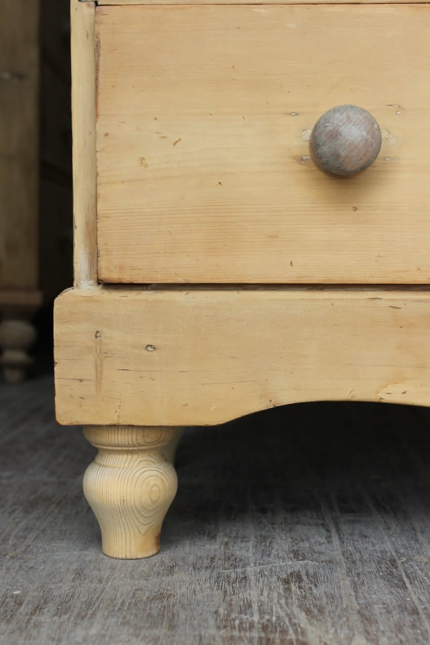 a gorgeous looking chest which has been restored, with shaped plinth and new tulip shaped feet.