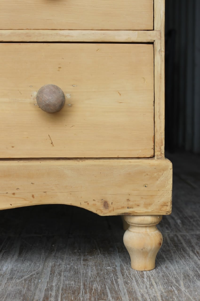a gorgeous looking chest which has been restored, with shaped plinth and new tulip shaped feet.